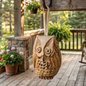 HAND CRAFTED POTTERY OWL WIND-CHIME. EASY TO HANG. EXCELLENT CONDITION